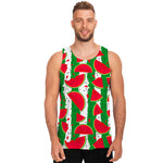 Green Stripes Watermelon Pattern Print Men's Tank Top