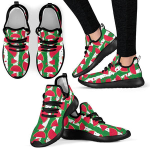 Green Stripes Watermelon Pattern Print Mesh Knit Shoes GearFrost