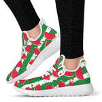 Green Stripes Watermelon Pattern Print Mesh Knit Shoes GearFrost