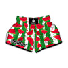 Green Stripes Watermelon Pattern Print Muay Thai Boxing Shorts