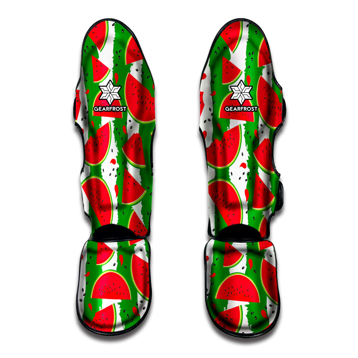 Green Stripes Watermelon Pattern Print Muay Thai Shin Guard