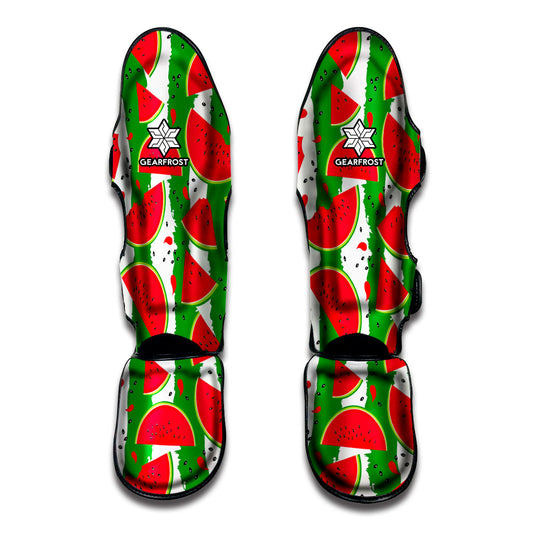 Green Stripes Watermelon Pattern Print Muay Thai Shin Guard