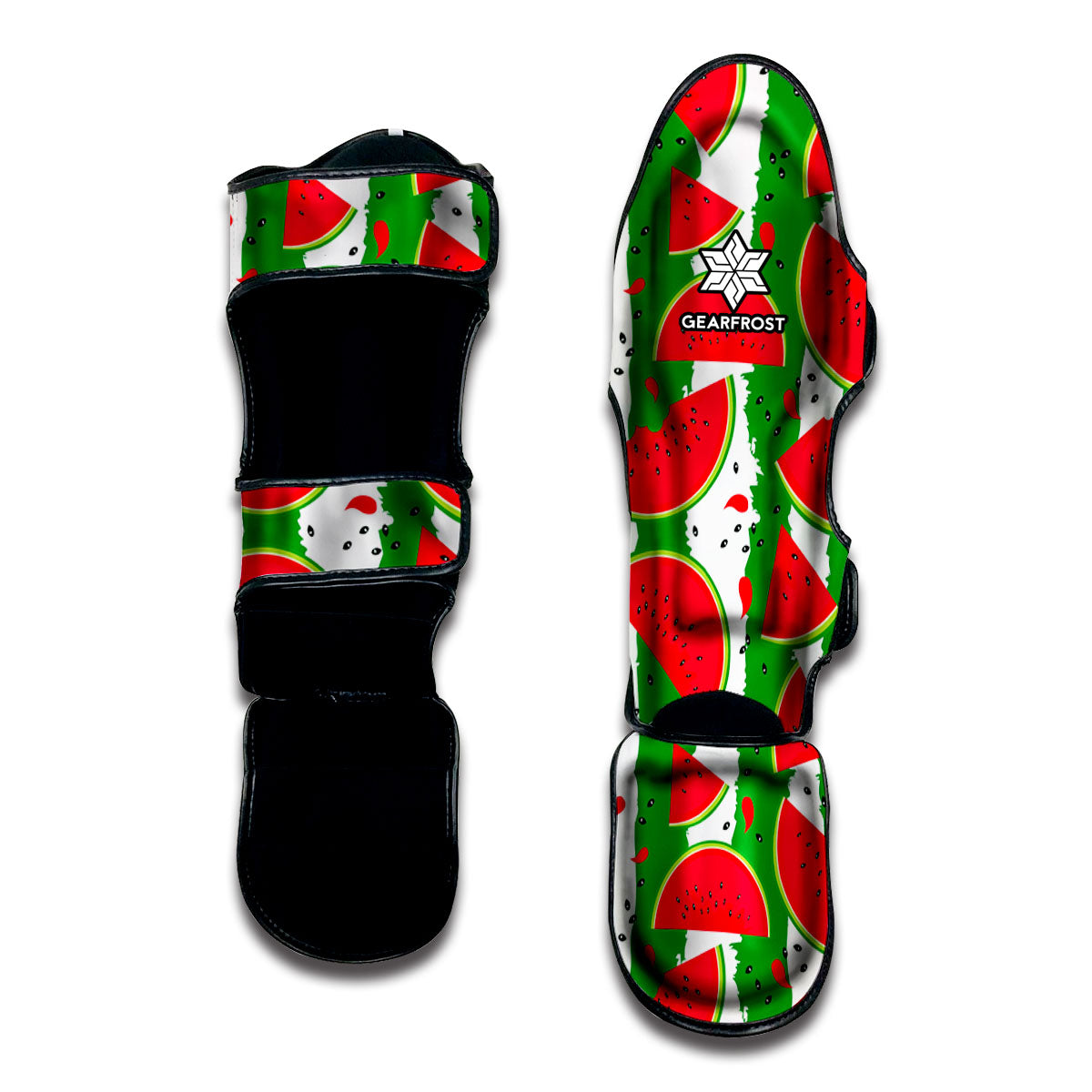 Green Stripes Watermelon Pattern Print Muay Thai Shin Guard