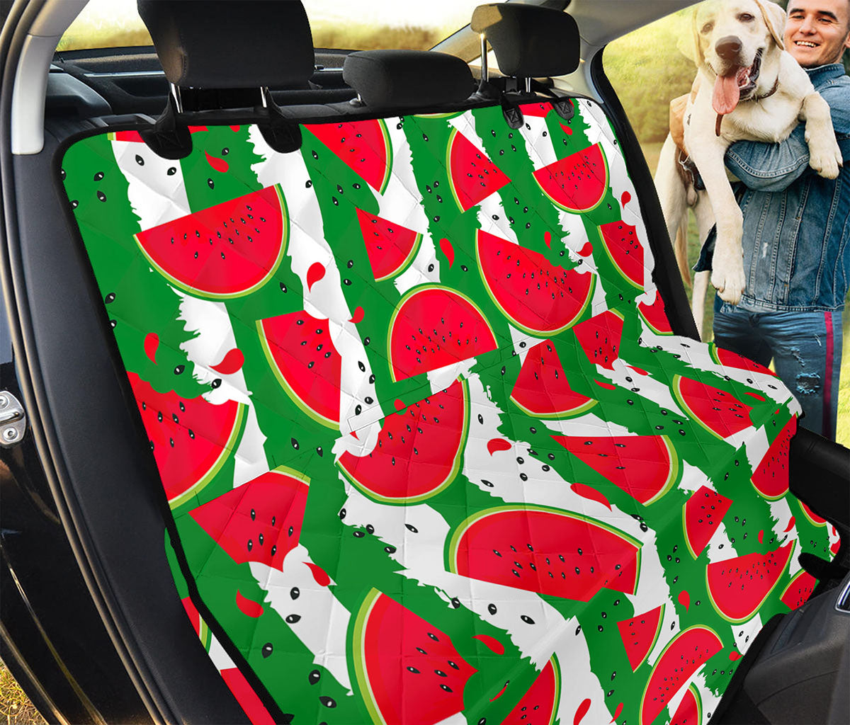 Green Stripes Watermelon Pattern Print Pet Car Back Seat Cover