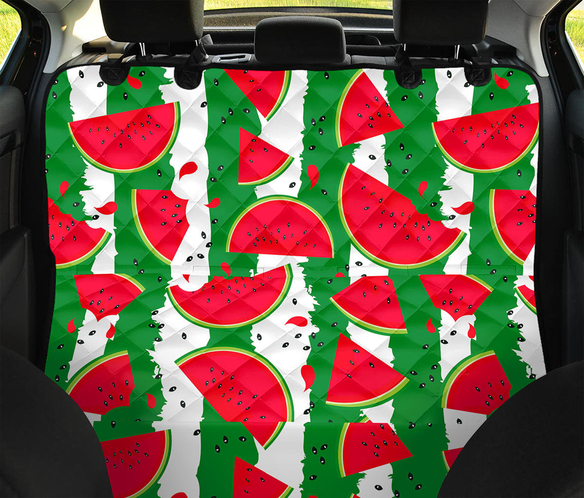 Green Stripes Watermelon Pattern Print Pet Car Back Seat Cover