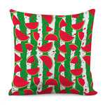 Green Stripes Watermelon Pattern Print Pillow Cover