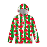 Green Stripes Watermelon Pattern Print Pullover Hoodie