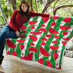 Green Stripes Watermelon Pattern Print Quilt