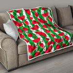 Green Stripes Watermelon Pattern Print Quilt