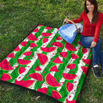 Green Stripes Watermelon Pattern Print Quilt