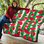 Green Stripes Watermelon Pattern Print Quilt