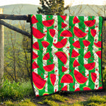 Green Stripes Watermelon Pattern Print Quilt