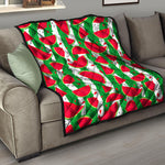 Green Stripes Watermelon Pattern Print Quilt