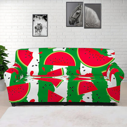 Green Stripes Watermelon Pattern Print Sofa Cover