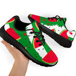 Green Stripes Watermelon Pattern Print Sport Shoes GearFrost