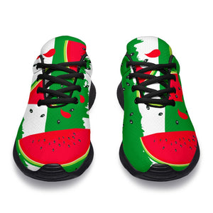 Green Stripes Watermelon Pattern Print Sport Shoes GearFrost