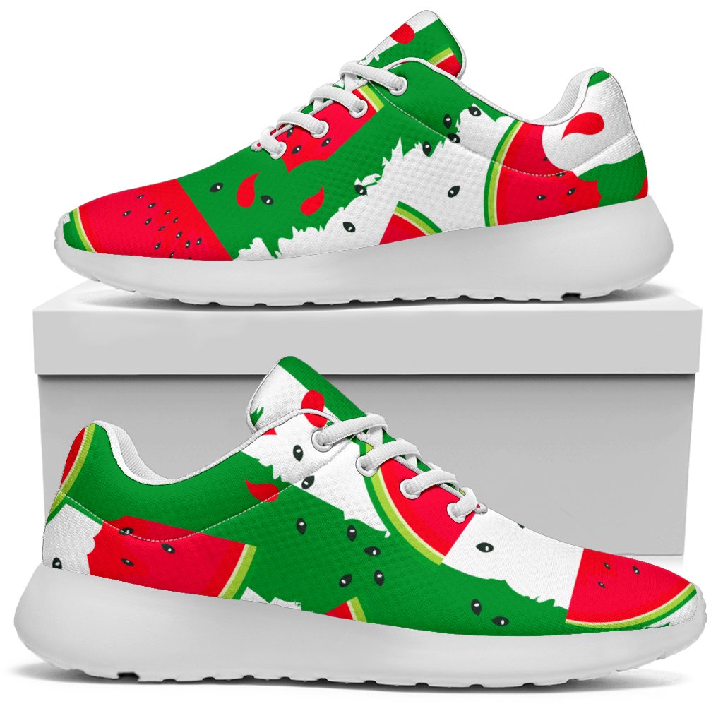 Green Stripes Watermelon Pattern Print Sport Shoes GearFrost