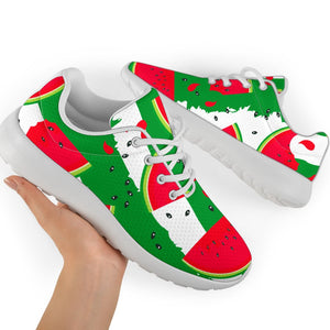 Green Stripes Watermelon Pattern Print Sport Shoes GearFrost