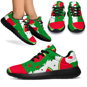 Green Stripes Watermelon Pattern Print Sport Shoes GearFrost