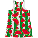 Green Stripes Watermelon Pattern Print Women's Racerback Tank Top