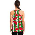 Green Stripes Watermelon Pattern Print Women's Racerback Tank Top