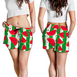 Green Stripes Watermelon Pattern Print Women's Shorts