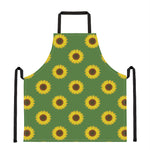 Green Sunflower Pattern Print Apron
