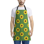 Green Sunflower Pattern Print Apron