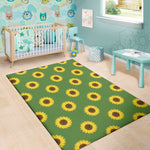 Green Sunflower Pattern Print Area Rug