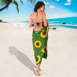 Green Sunflower Pattern Print Beach Sarong Wrap