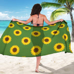 Green Sunflower Pattern Print Beach Sarong Wrap