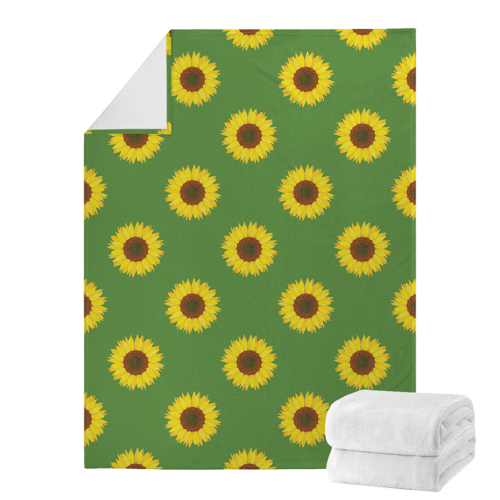 Green Sunflower Pattern Print Blanket