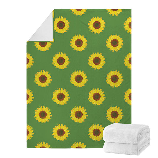 Green Sunflower Pattern Print Blanket