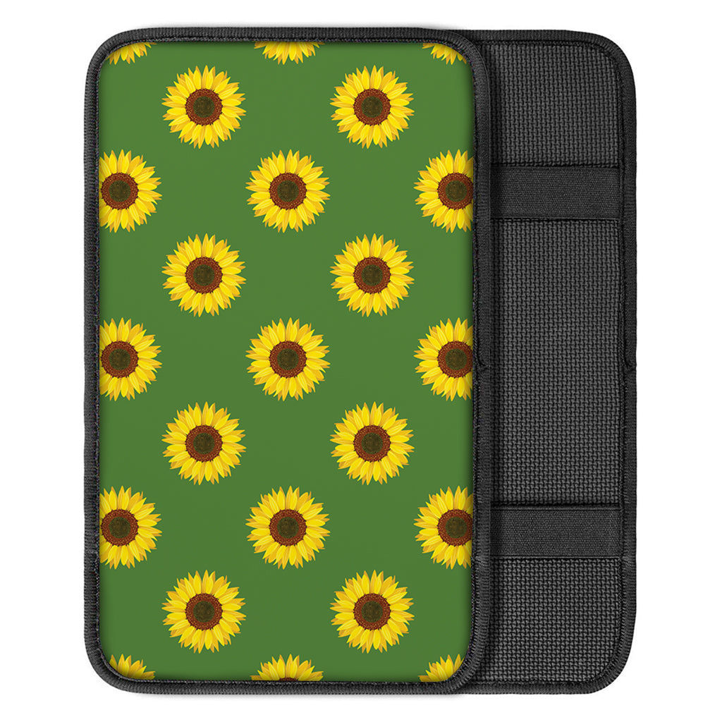 Green Sunflower Pattern Print Car Center Console Cover