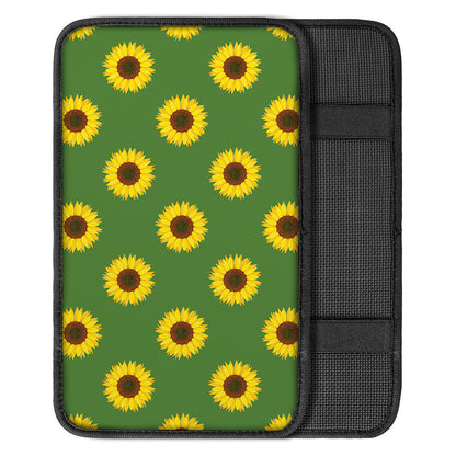 Green Sunflower Pattern Print Car Center Console Cover