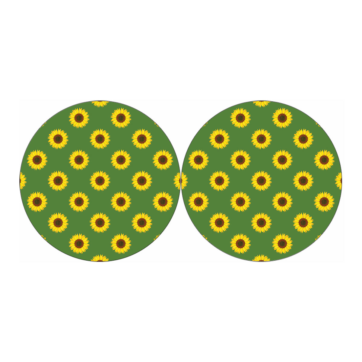 Green Sunflower Pattern Print Car Coasters
