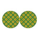 Green Sunflower Pattern Print Car Coasters