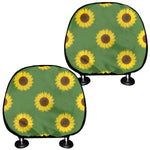 Green Sunflower Pattern Print Car Headrest Covers