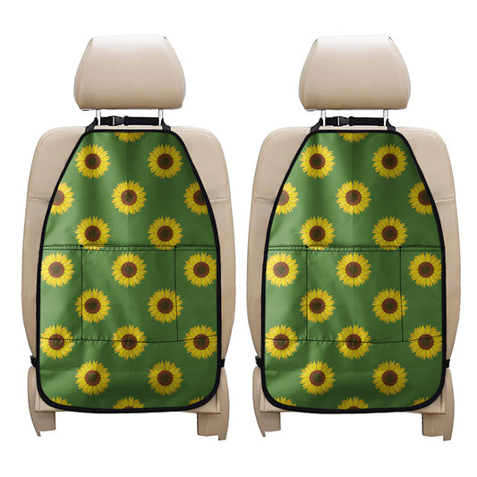 Green Sunflower Pattern Print Car Seat Organizers