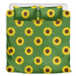 Green Sunflower Pattern Print Duvet Cover Bedding Set
