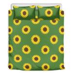 Green Sunflower Pattern Print Duvet Cover Bedding Set