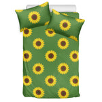 Green Sunflower Pattern Print Duvet Cover Bedding Set