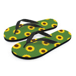 Green Sunflower Pattern Print Flip Flops