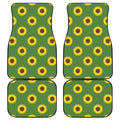 Green Sunflower Pattern Print Front and Back Car Floor Mats
