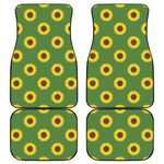 Green Sunflower Pattern Print Front and Back Car Floor Mats