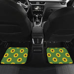 Green Sunflower Pattern Print Front and Back Car Floor Mats