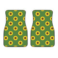 Green Sunflower Pattern Print Front Car Floor Mats
