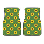 Green Sunflower Pattern Print Front Car Floor Mats