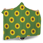 Green Sunflower Pattern Print Hooded Blanket