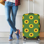 Green Sunflower Pattern Print Luggage Cover